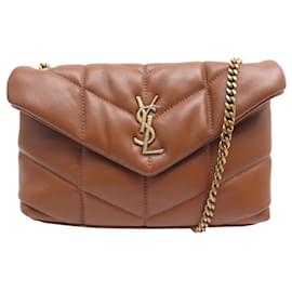 Yves Saint Laurent NEUF SAC A MAIN SAINT LAURENT LOULOU PUFFER TOY 620333 MARRON BANDOULIERE Camel