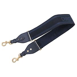 Christian Dior-NINE ANSE BANDOULIERE CHRISTIAN DIOR BLUE CANVAS 95 BAG SHOULDER STRAP-Navy blue