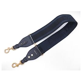 Christian Dior-NINE ANSE BANDOULIERE CHRISTIAN DIOR BLUE CANVAS 95 BAG SHOULDER STRAP-Navy blue