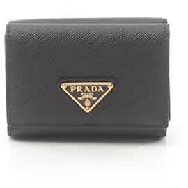 Prada-Prada Saffiano Triang Wallet Black-Black