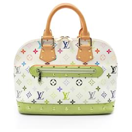 Louis Vuitton-Louis Vuitton Alma Handbag PVC Coated Canvas Leather-White