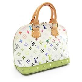 Louis Vuitton-Louis Vuitton Alma Handbag PVC Coated Canvas Leather-White