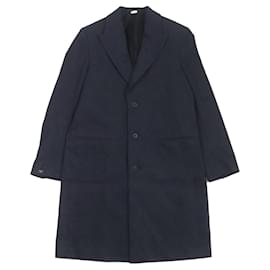 Fendi-Fendi FF0652 Logo Button Denim Chester Coat-Blue