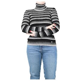 Chanel-Black and silver lurex striped jumper - size UK 16-Black
