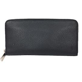 Yves Saint Laurent-Yves Saint Laurent Black Leather Long Wallet-Black