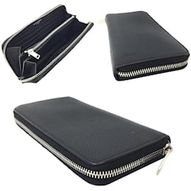 Yves Saint Laurent-Yves Saint Laurent Black Leather Long Wallet-Black