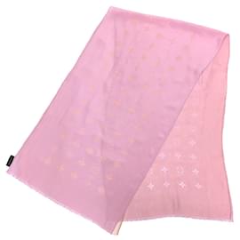Louis Vuitton-Louis Vuitton Monogram Pink Silk Shawl-Pink