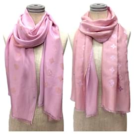 Louis Vuitton-Louis Vuitton Monogram Pink Silk Shawl-Pink