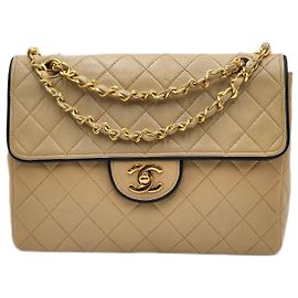 Bolsa de flap bicolor clássica atemporal da Chanel com GHW 24K Bege