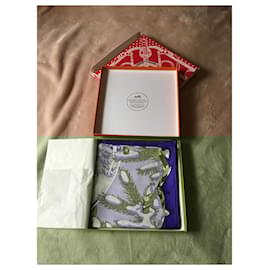 Hermès-Hermès scarf titled NOEL AU 24 FAUBOURG new in its box and outer box-Dark blue