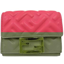 Fendi-Fendi Baguette Micro Zucca Tri-fold Wallet-Pink
