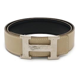 Hermès-Hermes H Belt Reversible Leather in Black-Black
