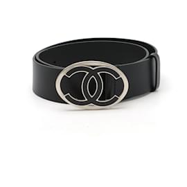 Chanel-Chanel Icon Belt Coco Mark Leather Black-Black