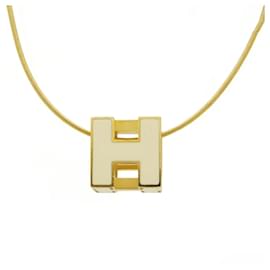 Hermès-Hermes Cage d'Ache H Cube Necklace-Cream