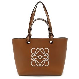 Bolsa Tote Anagrama Loewe Marrom Branco