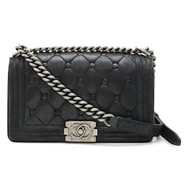 Chanel-Chanel Boy Matelasse Coco Mark Chain Bag-Black