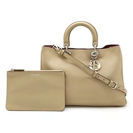 Christian Dior Diorissimo Handbag Beige Purple