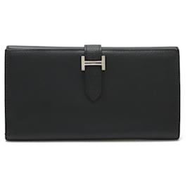 Hermès-Hermes Bearn 2PLIS Dupri Tri-fold Long Wallet-Black