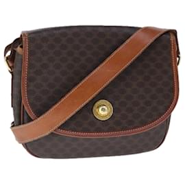 Céline-CELINE Macadam Canvas Shoulder Bag PVC Leather Brown Auth 103438-Brown