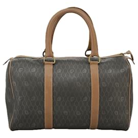 Christian Dior-Christian Dior Honeycomb Canvas Boston Bag PVC Leather Black Auth yk16038-Black