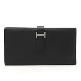 Hermès-Hermes Bearn Classic Bi-fold Long Wallet-Black