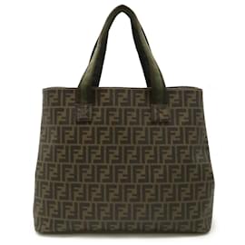 Fendi-Fendi Zucca Tote Bag-Khaki,Dark brown