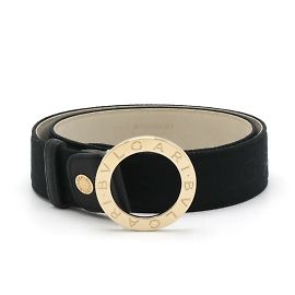 Bulgari Bvlgari Canvas and Leather Belt Black Grey
