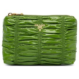 Green Prada Vernice Gaufre Pouch Green