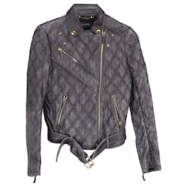 Gucci-Gucci Monogram Biker Jacket in Black Leather-Black