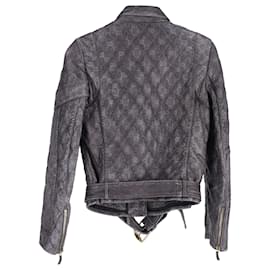 Gucci-Gucci Monogram Biker Jacket in Black Leather-Black
