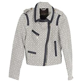 Louis Vuitton-Louis Vuitton Monogram Denim Biker Jacket in Grey Cotton-Grey