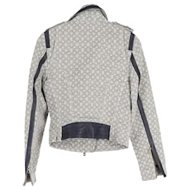 Louis Vuitton-Louis Vuitton Monogram Denim Biker Jacket in Grey Cotton-Grey