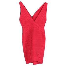 Herve Leger Ari Bodycon Mini Kleid aus rotem Rayon Rot