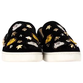 Christian Louboutin-Baskets Slip On Mister Academy de Christian Louboutin en velours noir-Noir