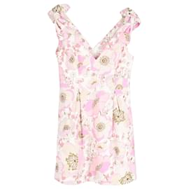 Zimmermann-Zimmermann Super Eight Bow Detail Mini Dress In Pink Linen-Brown,Pink