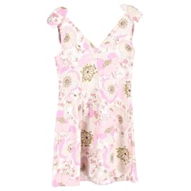 Zimmermann-Zimmermann Super Eight Bow Detail Mini Dress In Pink Linen-Brown,Pink