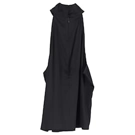 Anine Bing-Anine Bing Sylvia Satin Halterneck Top In Black Silk-Black