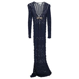 Vestido largo de ganchillo Emilio Pucci en algodón azul marino Azul Azul marino