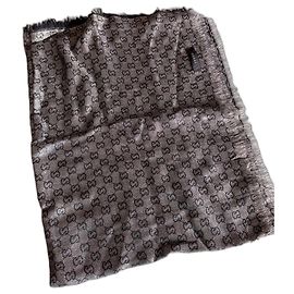 Lenço Gucci de seda cinza prateado Prata