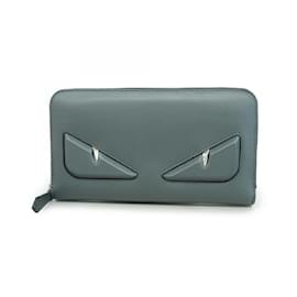 Fendi-Fendi Gray Leather Long Wallet-Brown