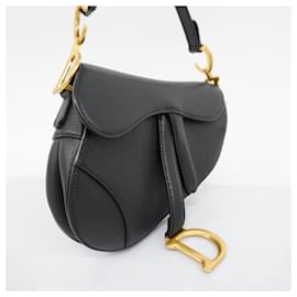 Christian Dior-Christian Dior Black Leather Saddle Handbag-Black