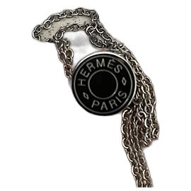 Pendente Hermès Clou de Selle colar de aço prata Hardware prateado