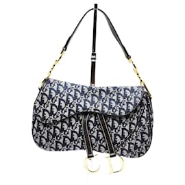 Dior-Christian Dior Vintage Trotter Double Saddle Bag-Navy blue