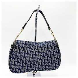 Dior-Christian Dior Vintage Trotter Double Saddle Bag-Navy blue
