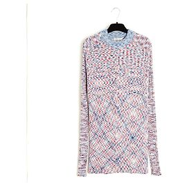 Céline 2014 Tricolor Pullover FR38 Phoebe Philo Baumwoll-Maxi-Pullover UK10 US8 Celine Weiß Rot Blau