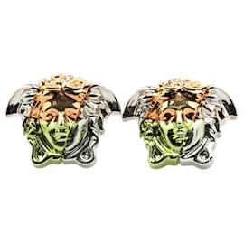 Versace-Versace Medusa Logo Earrings Gold Silver-Golden