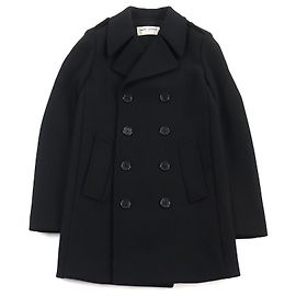 Yves Saint Laurent Saint Laurent Wool Nylon Pea Coat Black 44 Black