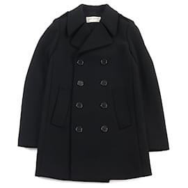 Yves Saint Laurent Manteau en laine et nylon Saint Laurent noir 44 Noir
