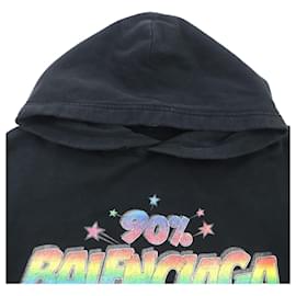 Balenciaga-Balenciaga Logo Print Distressed Pullover Hoodie-Black