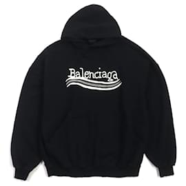 Balenciaga-Balenciaga Cotton Logo Pullover Hoodie Black L-Black